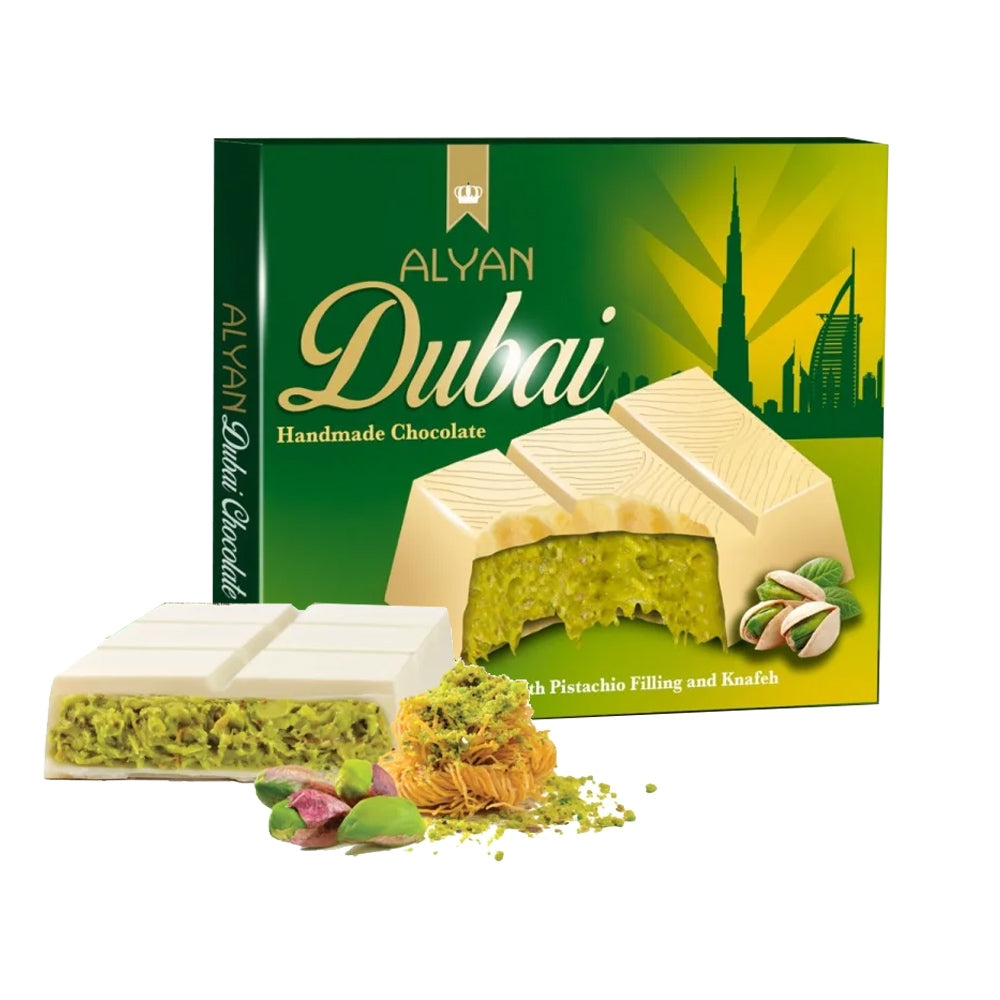 Alyan Dubai Chocolade Pistachio White 100g reep