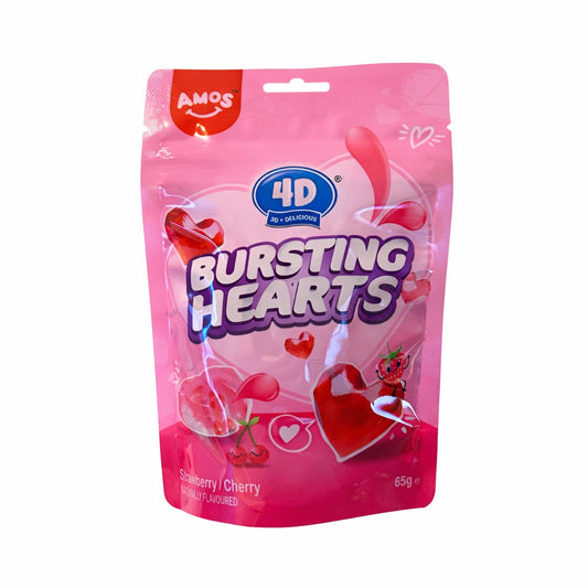 Amos 4D Bursting Hearts Strawberry & Cherry 65g Valentine Day Special