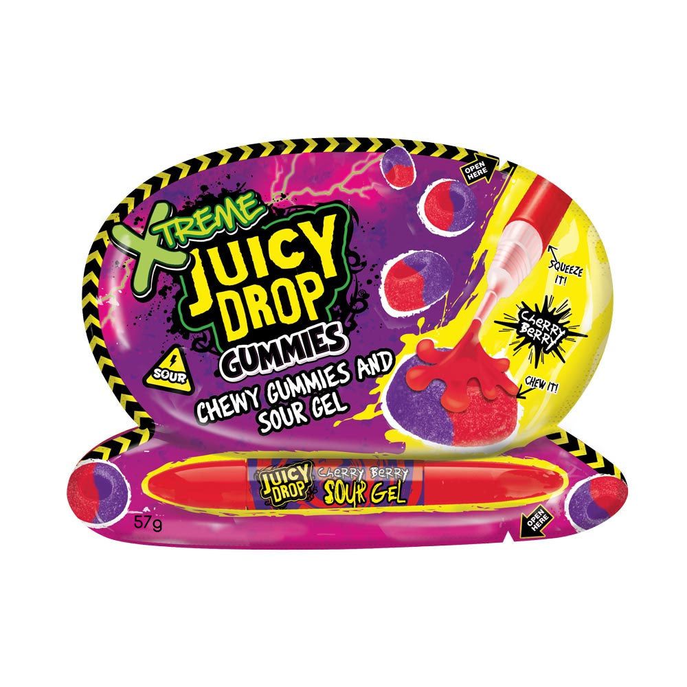 Bazooka Juicy Drop Gummies Xtreme Sour Gel 57g