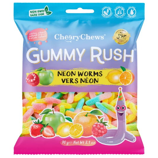 Gummy Rush Neon Worms 90g (HALAL)