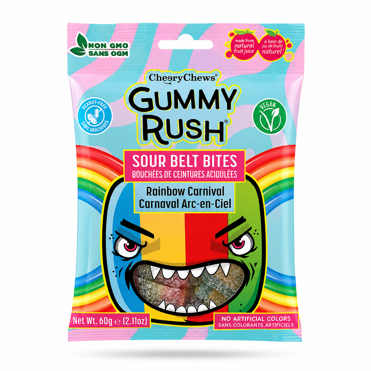 Gummy Rush Sour Belt Bites Rainbow Carnival 60g (HALAL)